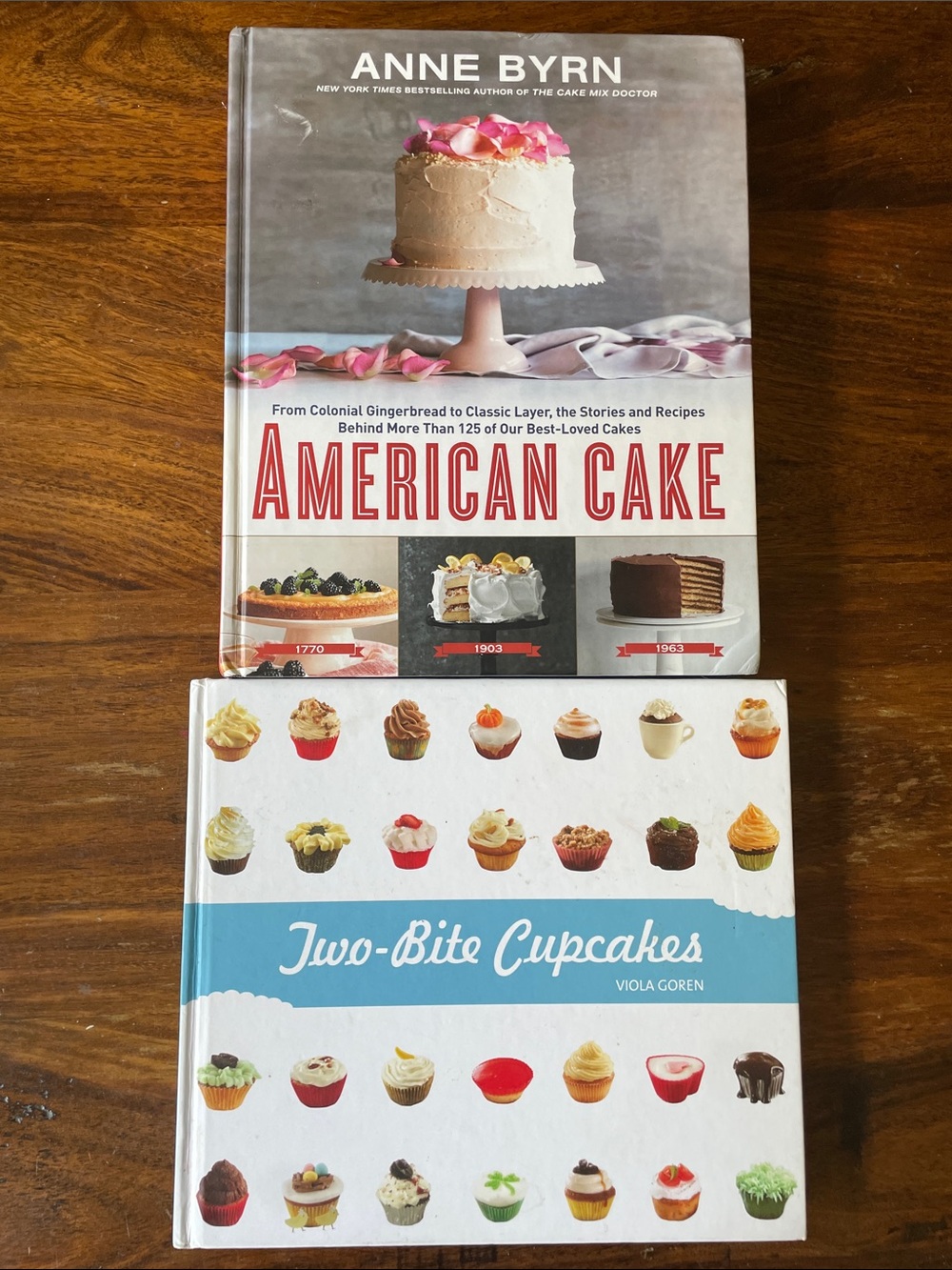 2 Cake Hardcover Cookbooks- American Cake by Anne Byrn + Two-Bite Cupcakes